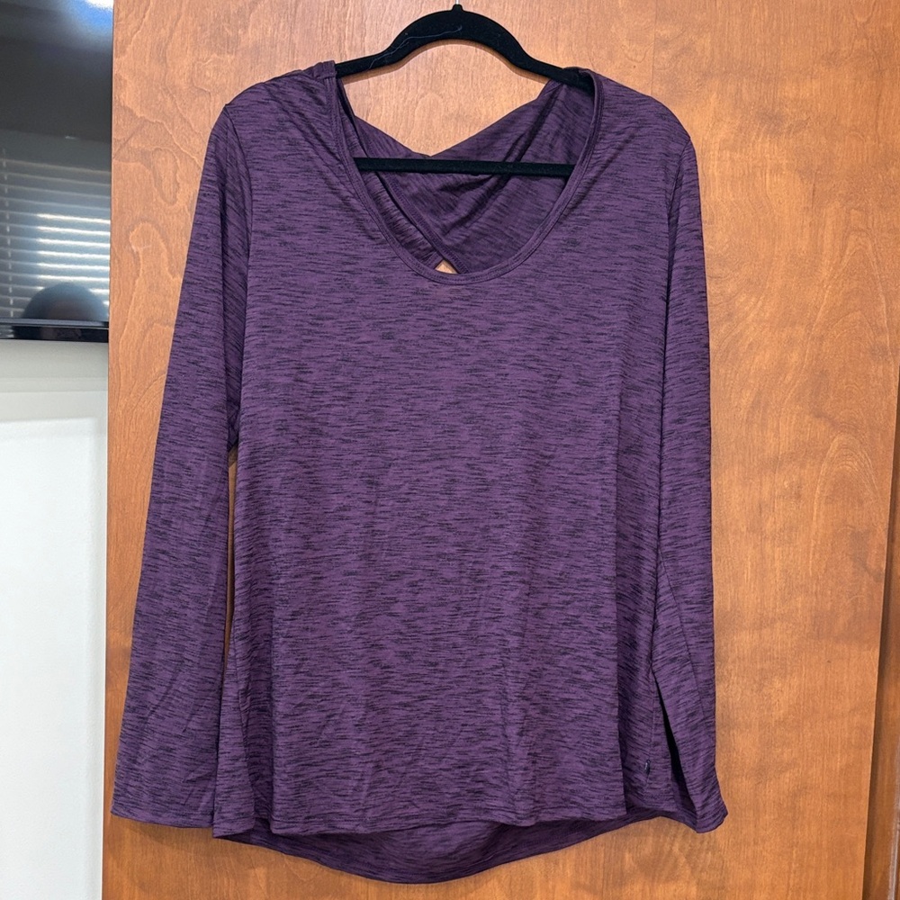 Marika Heathered Purple Long Sleeve Top
